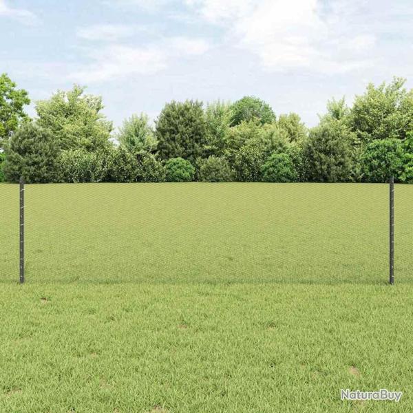 Cl�ture hexagonale avec poteau 25 x 0,6 m Gris Maille