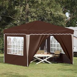 Tente de f&ecirc;te pop-up 288 x 288 x 245 cm Marron Tissu Oxford