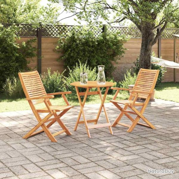 Ensemble bistro pliant 3 pcs Marron Bois d'Acacia Massif