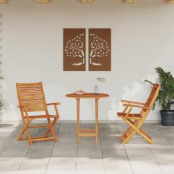 Ensemble bistro pliant 3 pcs Marron Bois d'Acacia Massif