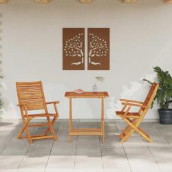 Ensemble bistro pliant 3 pcs Marron Bois d'Acacia Massif