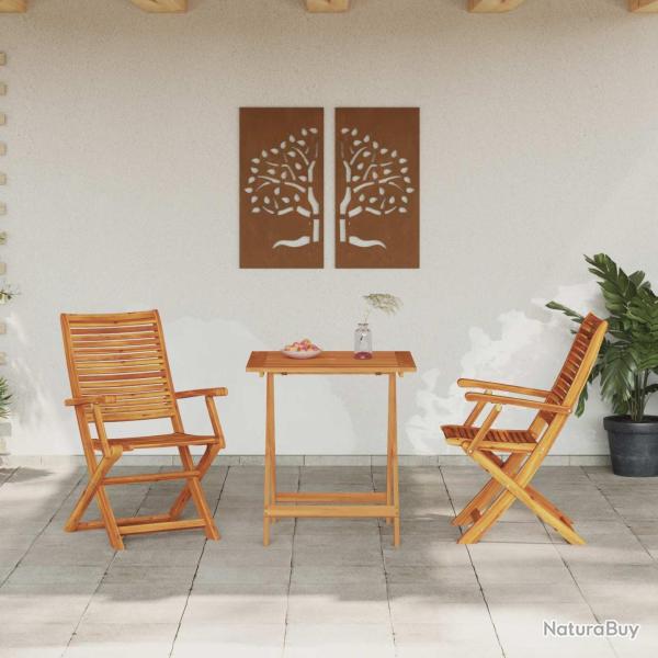 Ensemble bistro pliant 3 pcs Marron Bois d'Acacia Massif