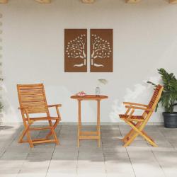 Ensemble bistro pliant 3 pcs Marron Bois d'Acacia Massif