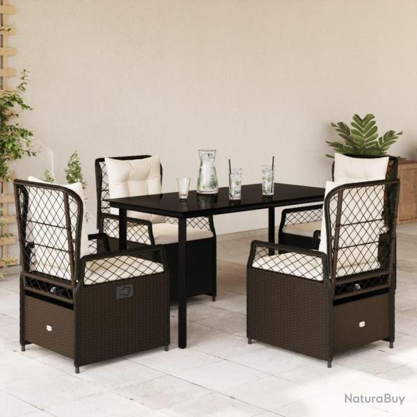 Ensemble � manger de jardin 5 pcs et coussins marron poly rotin