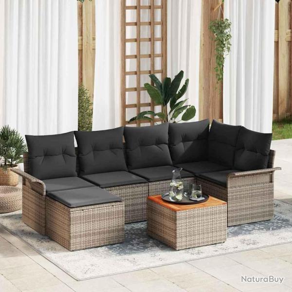 Ensemble de canap� de jardin avec stockage 7 pcs Gris polyrotin