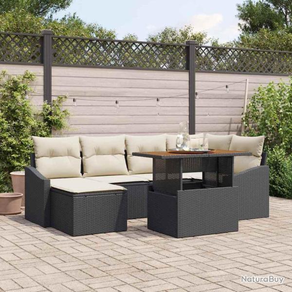 Ensemble de canap� de jardin 7 pcs Noir Poly rotin
