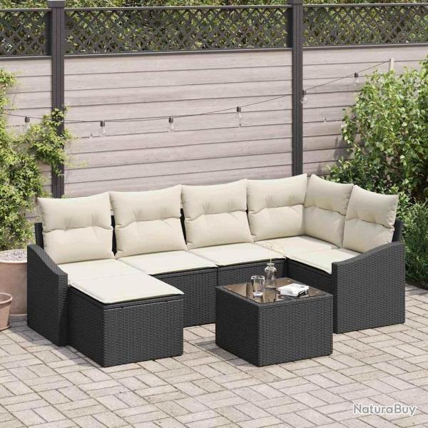 Ensemble de salle � manger pour jardin 7 pcs Marron et Cr�me