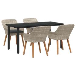 Ensemble de salle &agrave; manger pour jardin 5 pcs Gris clair