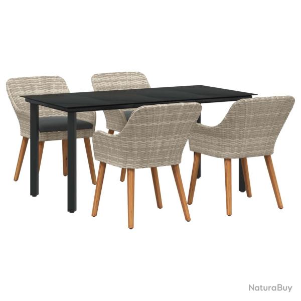 Ensemble de salle � manger pour jardin 5 pcs Gris clair