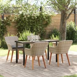 Ensemble de salle &agrave; manger pour jardin 5 pcs Gris clair
