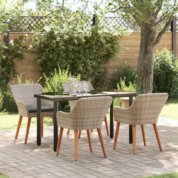 Ensemble de salle � manger pour jardin 5 pcs Gris clair