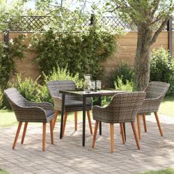 Ensemble de salle &agrave; manger pour jardin 5 pcs Gris polyrotin