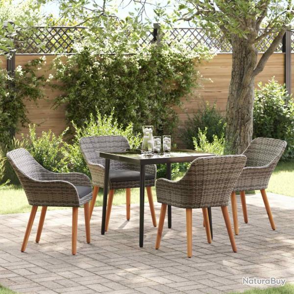 Ensemble de salle � manger pour jardin 5 pcs Gris polyrotin