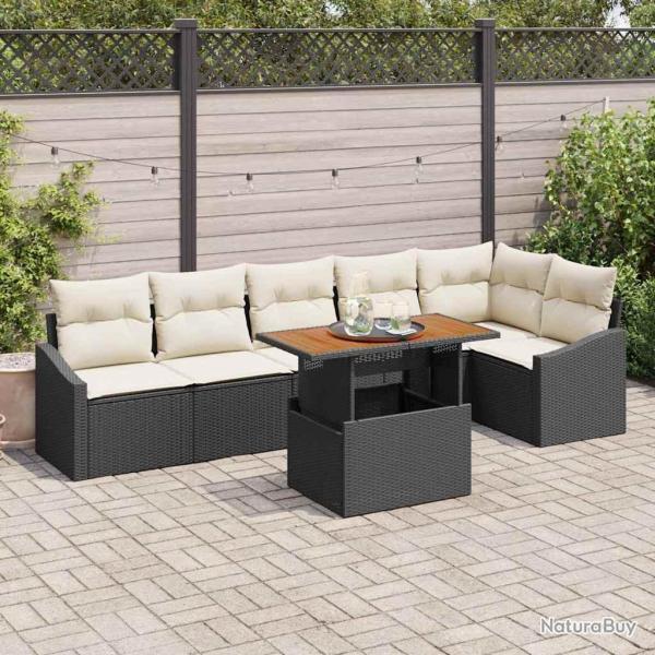 Ensemble de canap� de jardin 7 pcs Noir Poly rotin