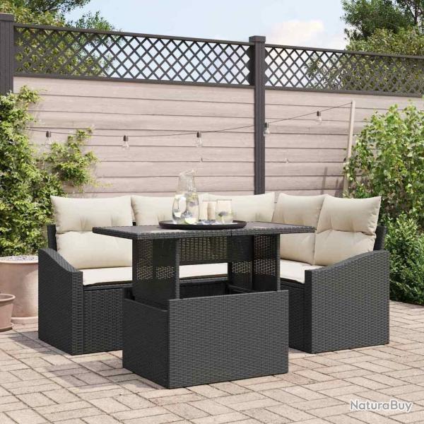Ensemble de canap� de jardin avec coussin 5 pcs Noir et Cr�me