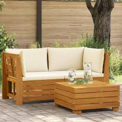 Ensemble de salon de jardin 2 Pi&egrave;ce Marron Bois d'Acacia Massif