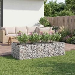 Lit sur&eacute;lev&eacute; gabion 2 pcs Argent&eacute;