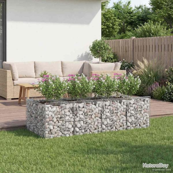 Lit sur�lev� gabion 2 pcs Argent�