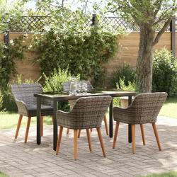 Ensemble de salle &agrave; manger pour jardin 5 pcs Gris polyrotin