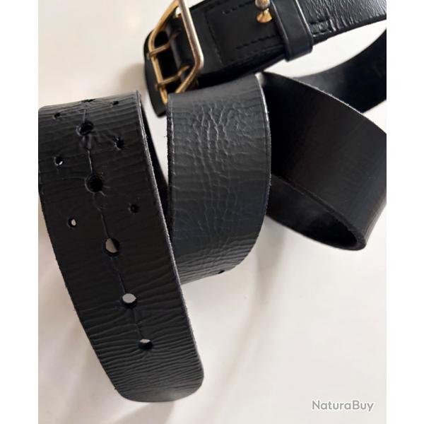Ceinturon en cuir noir double ardillons A2CM taille 3