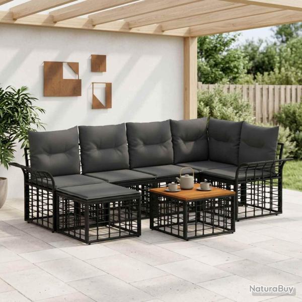 Ensemble de canap�s d'ext�rieur 7 pcs Noir et Gris fonc�