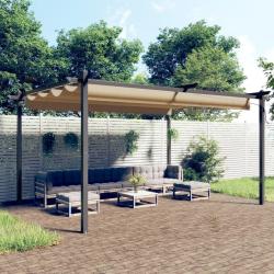 Tonnelle de jardin avec toit r&eacute;tractable 4x3 m Taupe