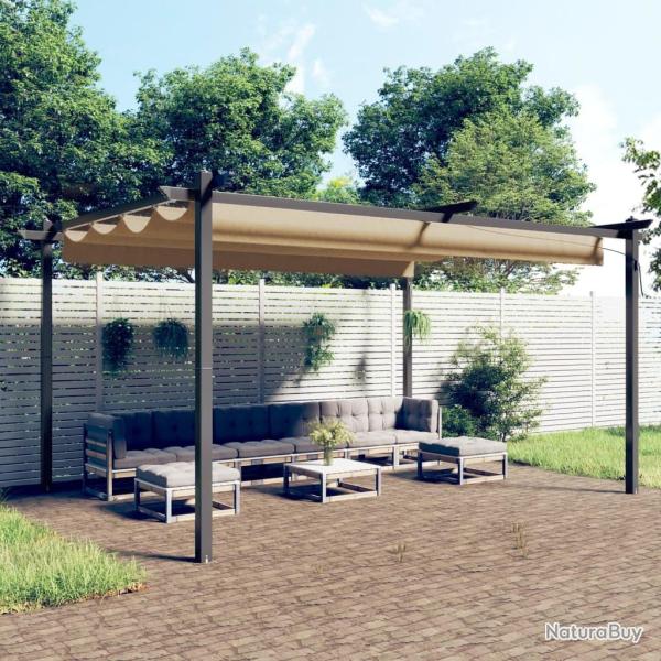 Tonnelle de jardin avec toit r�tractable 4x3 m Taupe