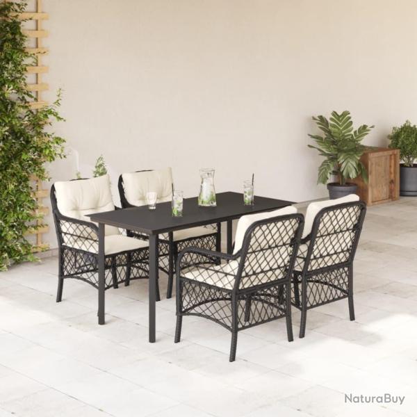 Ensemble � manger de jardin coussins 5pcs Noir R�sine tress�e