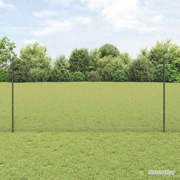 Cl�ture en fil soud� avec poteaux 10 x 1,2 m Gris Maille