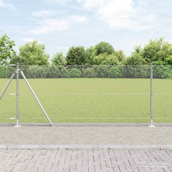 Cl�ture hexagonale avec base en b�ton 10 x 0,8 m Argent� Maille