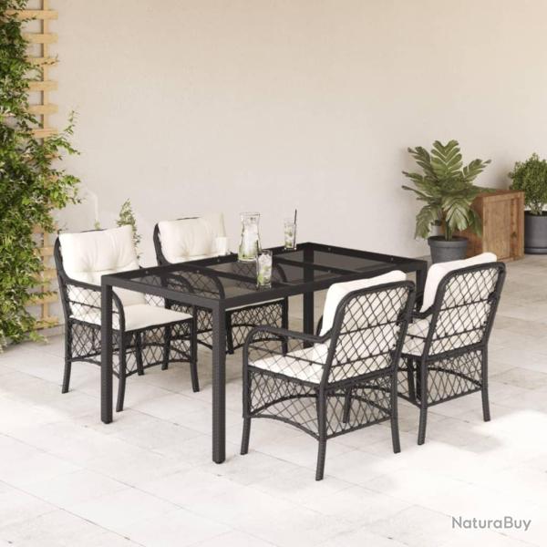 Ensemble � manger de jardin coussins 5pcs Noir R�sine tress�e