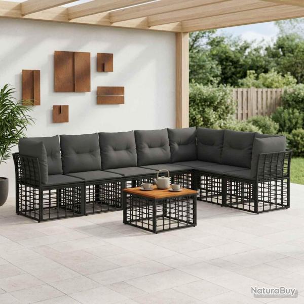 Ensemble de canap�s d'ext�rieur 8 pcs Noir et Gris fonc�