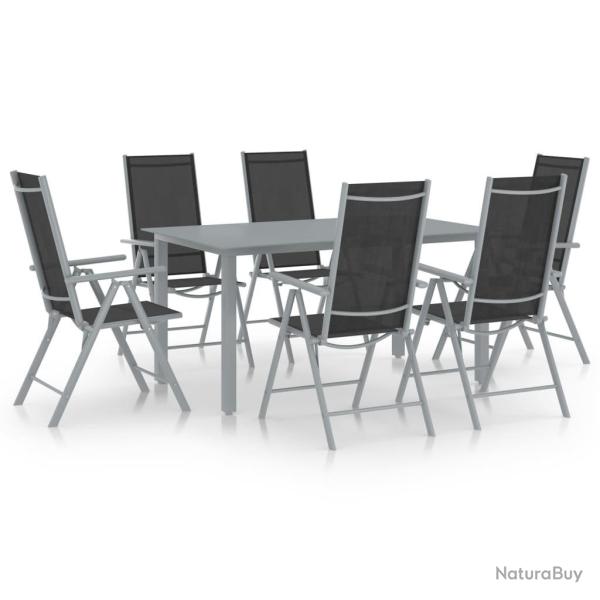 Ensemble � manger de jardin 7 pcs aluminium argent� et noir