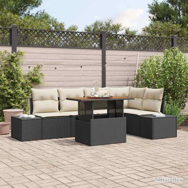 Ensemble de canap� de jardin 6 pcs Noir Poly rotin