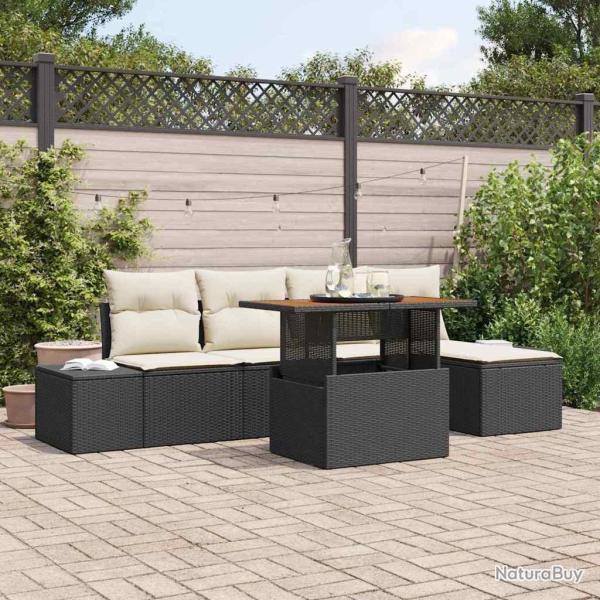 Ensemble de canap� de jardin 6 pcs Noir Poly rotin