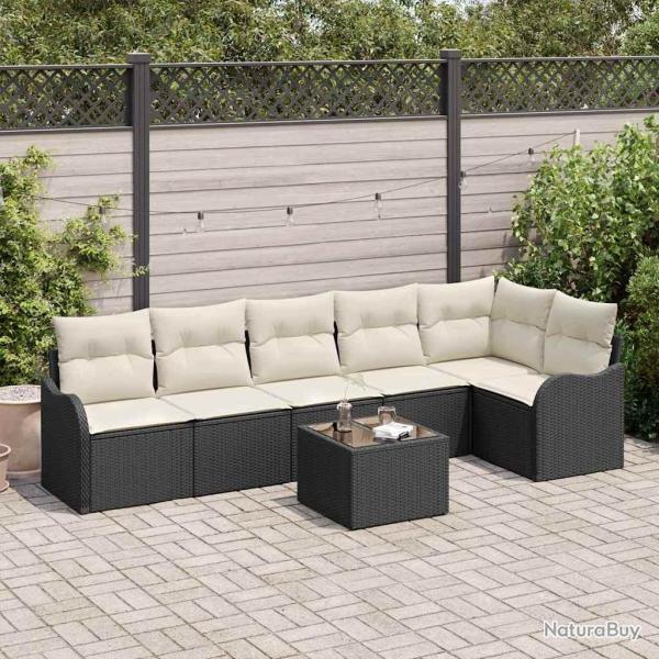 Ensemble de canap� de jardin 7 pcs Marron Poly rotin