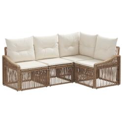 Ensemble de canap&eacute; de jardin 4 pcs Beige polyrotin