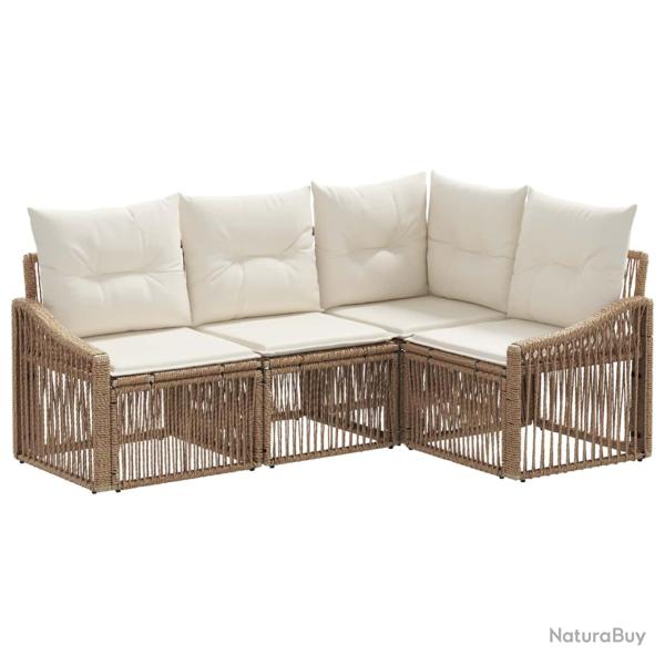 Ensemble de canap� de jardin 4 pcs Beige polyrotin