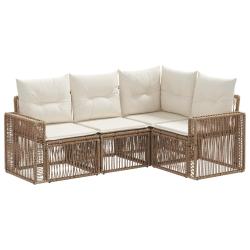 Ensemble de canap&eacute; de jardin 4 pcs Beige et blanc cr&egrave;me