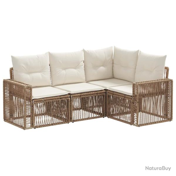 Ensemble de canap� de jardin 4 pcs Beige et blanc cr�me