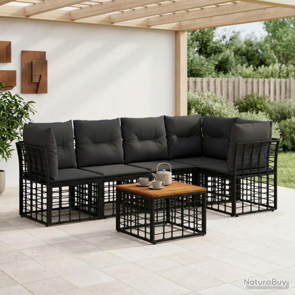 Ensemble de canap�s d'ext�rieur 6 pcs Noir et Gris fonc�