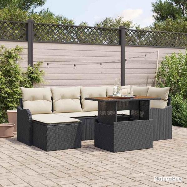 Ensemble de canap� de jardin 7 pcs Noir Poly rotin