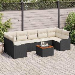 Ensemble de canap&eacute; de jardin 8 pcs Noir et Cr&egrave;me polyrotin