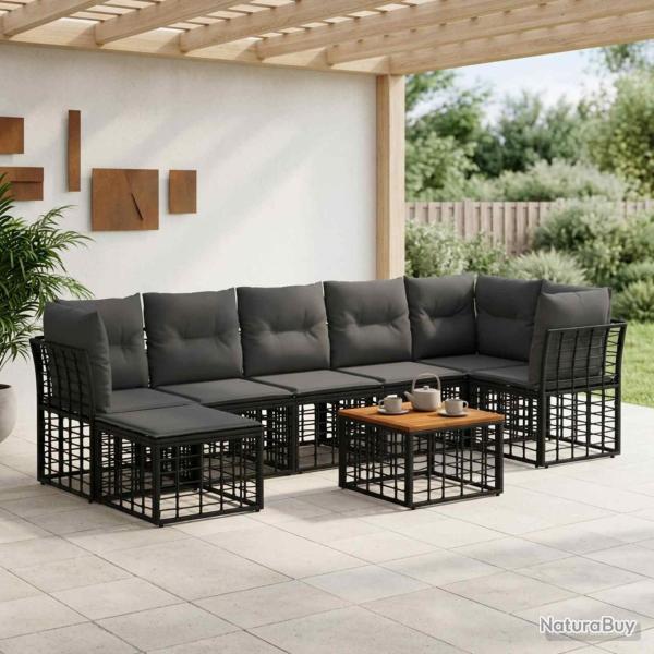 Ensemble de canap�s d'ext�rieur 8 pcs Noir et Gris fonc�