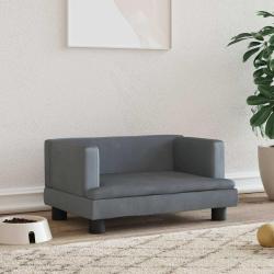 Lit pour chien gris fonc&eacute; 60x40x30 cm velours
