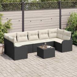 Ensemble de canap&eacute; de jardin avec coussin 8 pcs Noir et Cr&egrave;me