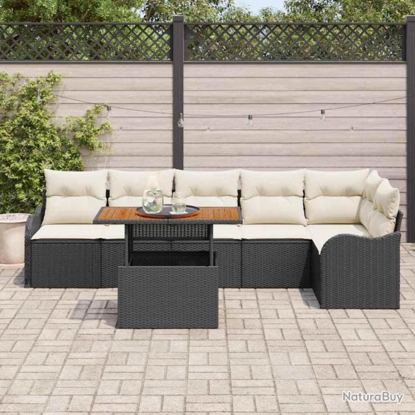 Ensemble de canap� de jardin 7 pcs Noir Poly rotin