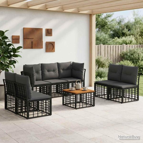 Ensemble de canap�s d'ext�rieur 8 pcs Noir et Gris fonc�