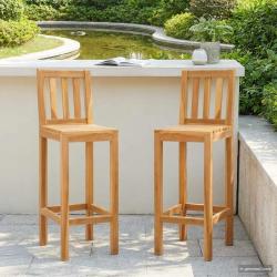 Tabouret de bar 2 pcs Naturel Bois de teck massif