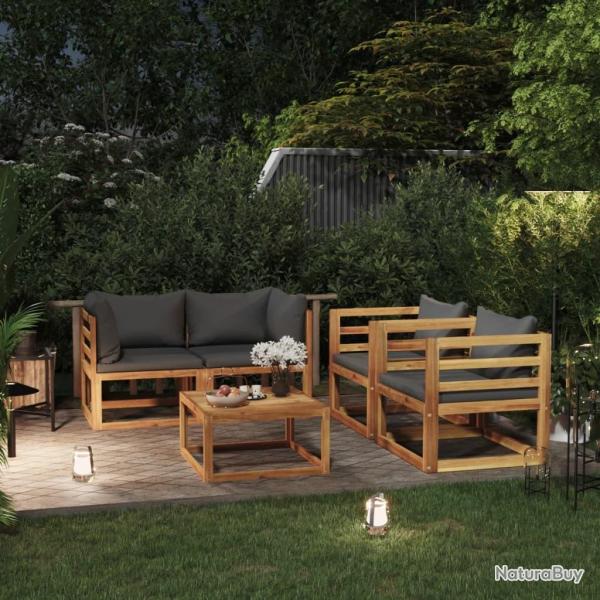 Salon de jardin 5 pcs avec coussin Bois d'acacia solide